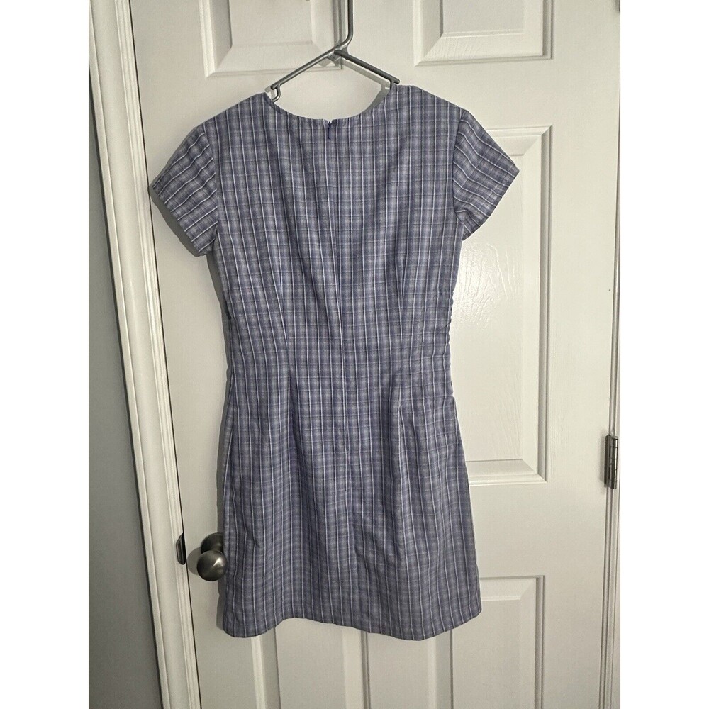 Patagonia Short Sleeve Dress Women's 6 Zip Plaid Blue Knee Length Vintage - Picture 3 of 3